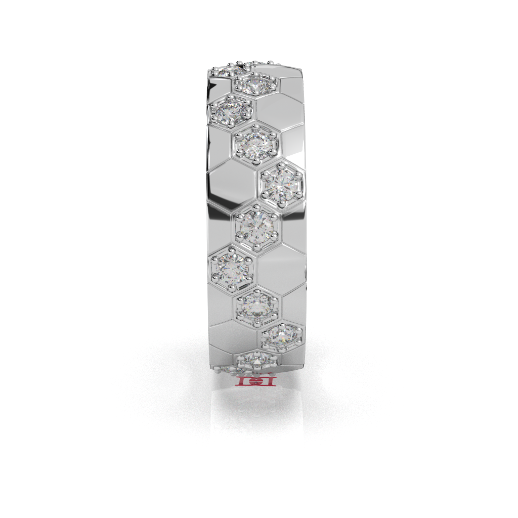 Honeycomb Diamond Band Ring | 925 Sterling Silver Unisex Jewelry