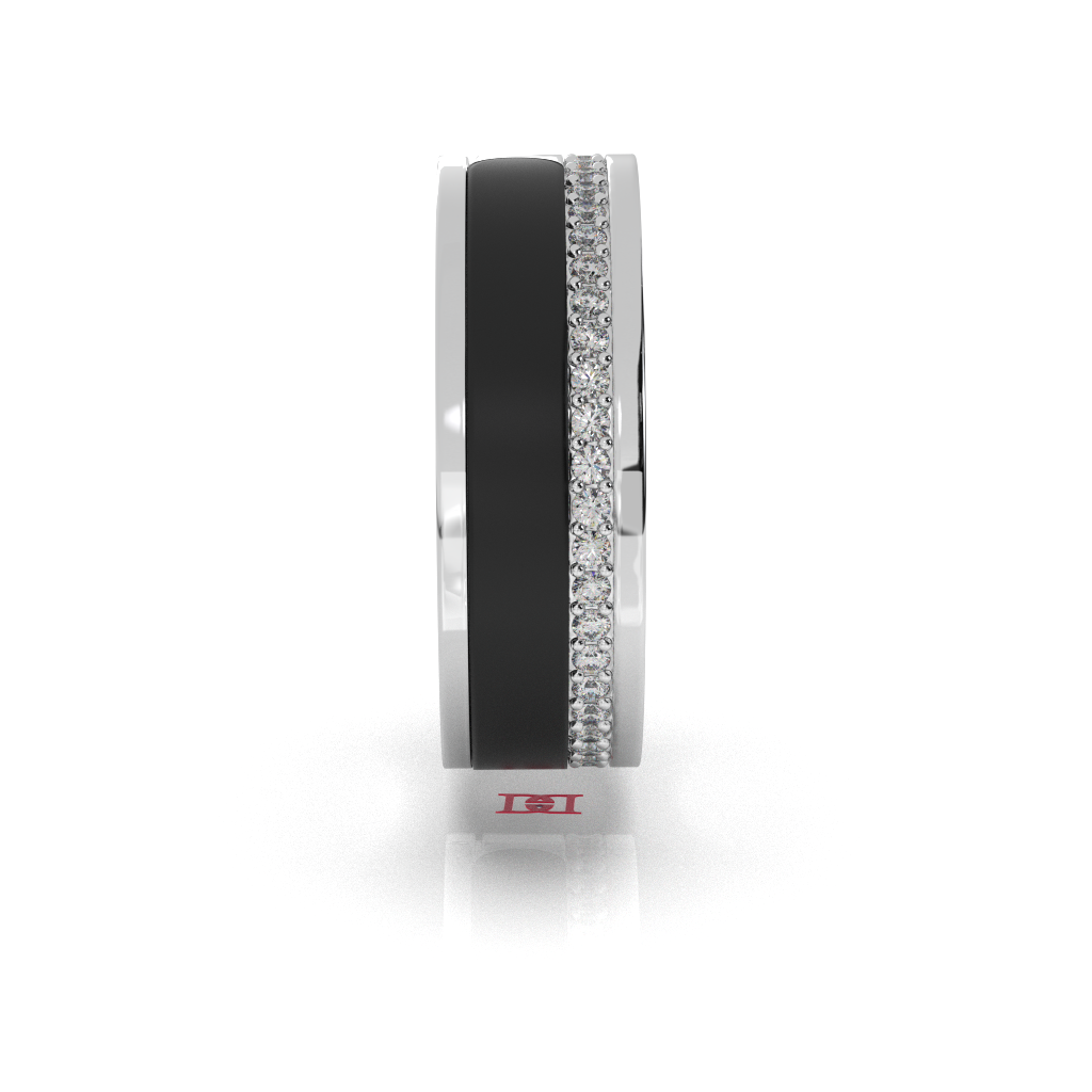 Sterling Silver Diamond Band Ring | Black wooden, Unisex Wedding Jewelry
