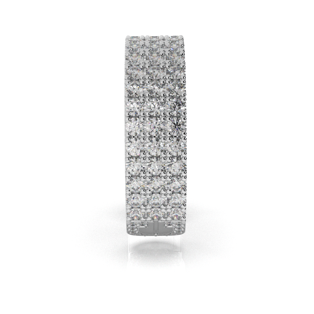925 Sterling Silver, White Diamonds, High Polish Finish, Rhodium Plated Silver, Luxury Setting