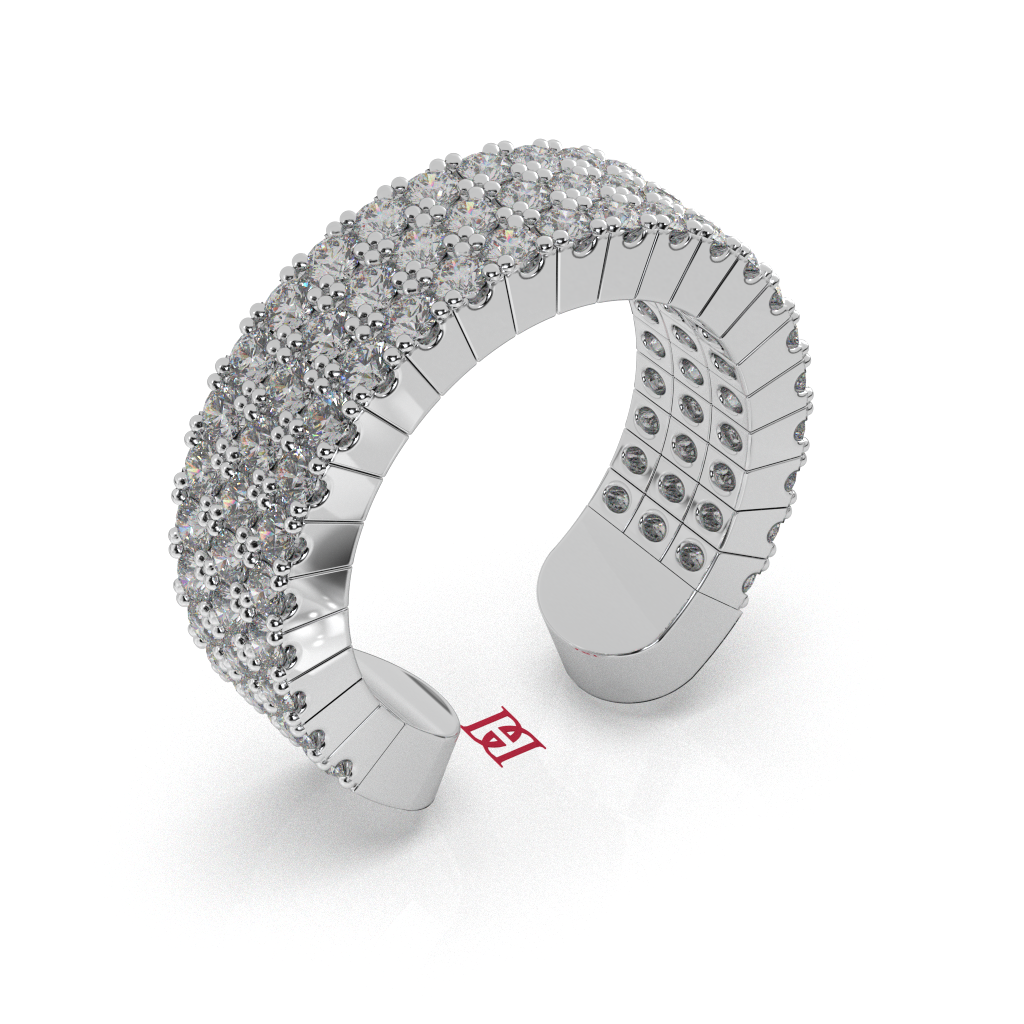 925 Sterling Silver, White Diamonds, High Polish Finish, Rhodium Plated Silver, Luxury Setting