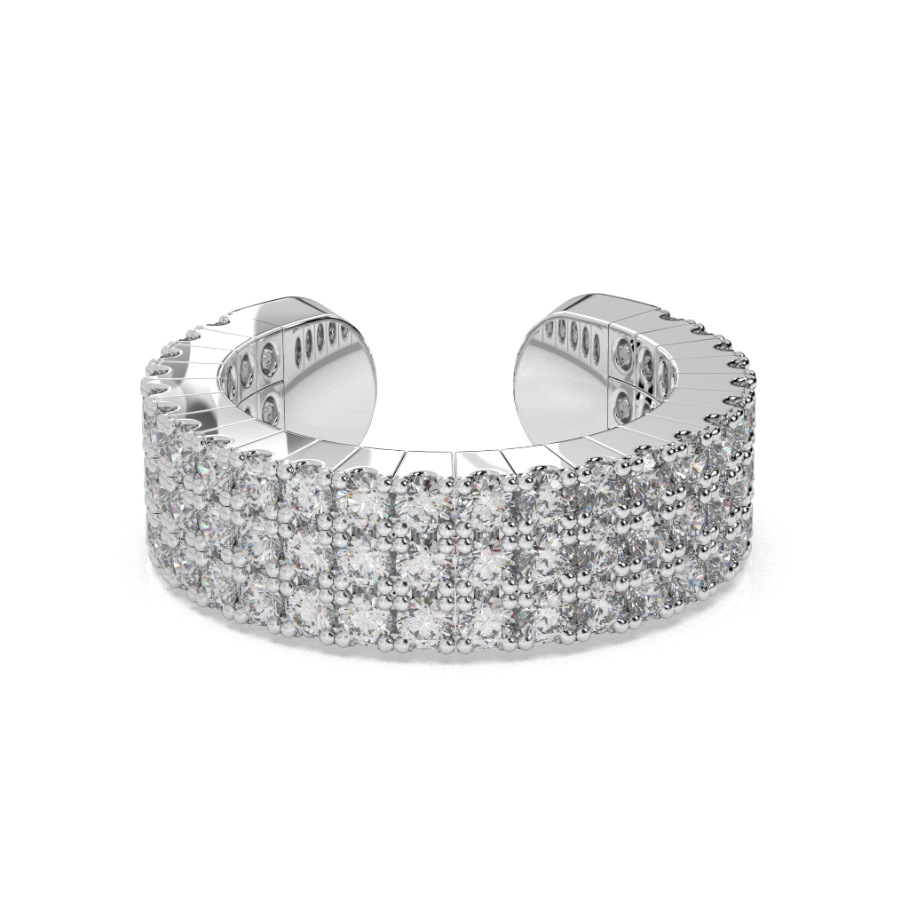 925 Sterling Silver, White Diamonds, High Polish Finish, Rhodium Plated Silver, Luxury Setting