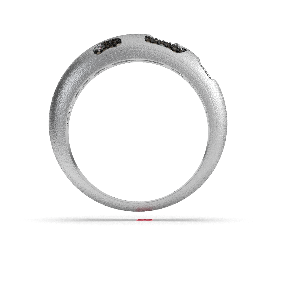 Black & Brown Diamond Sterling Silver Band Ring, Modern Unisex Design