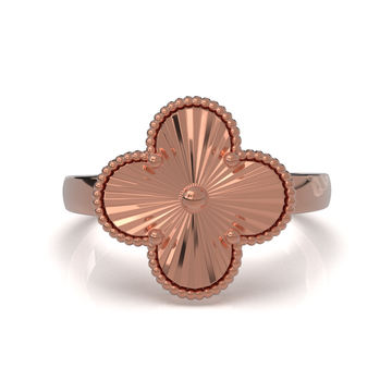 Rose Gold Clover Ring, 925 Sterling Silver, Floral Statement