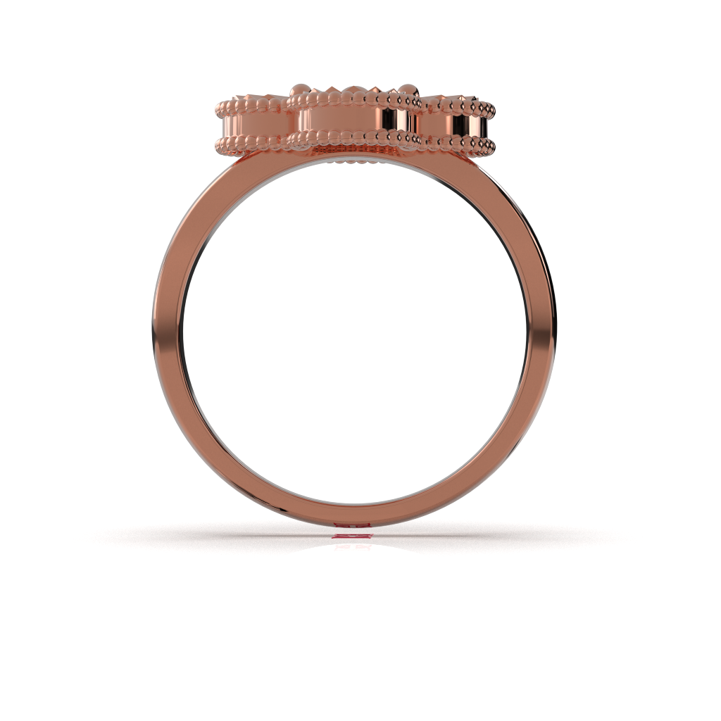 Rose Gold Clover Ring, 925 Sterling Silver, Floral Statement