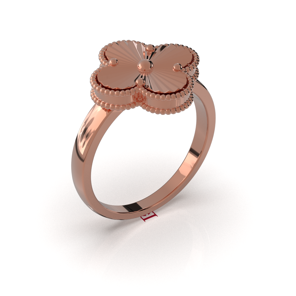 Rose Gold Clover Ring, 925 Sterling Silver, Floral Statement