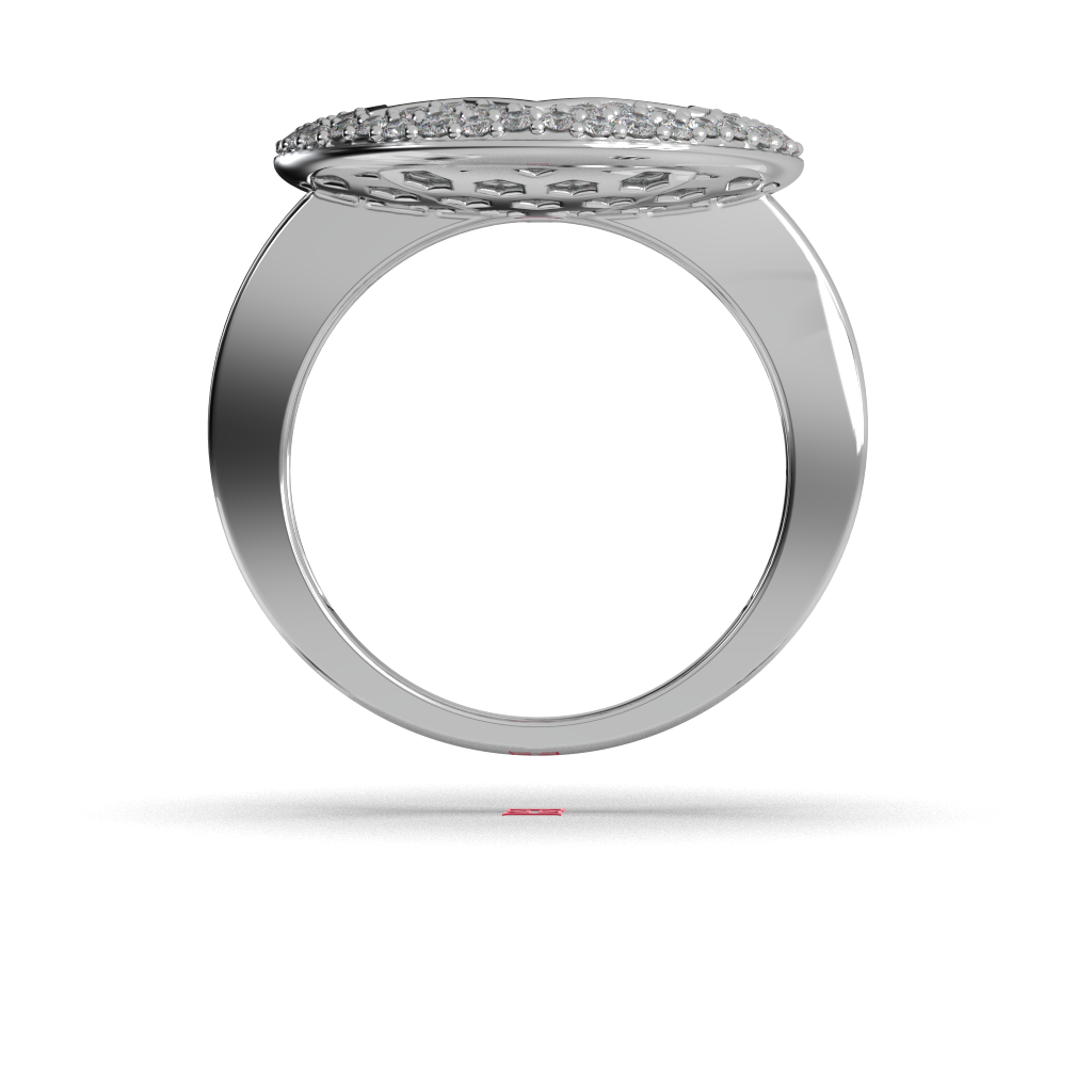 Octavia Halo Medallion Ring with Ruby Center & Diamond Pavé