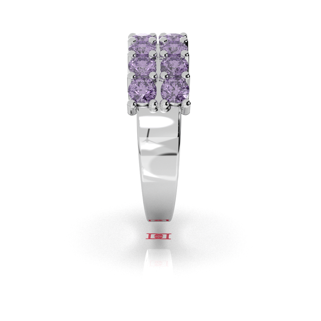 Sterling Silver Lavender Gemstone Ring | Double Row Eternity Band