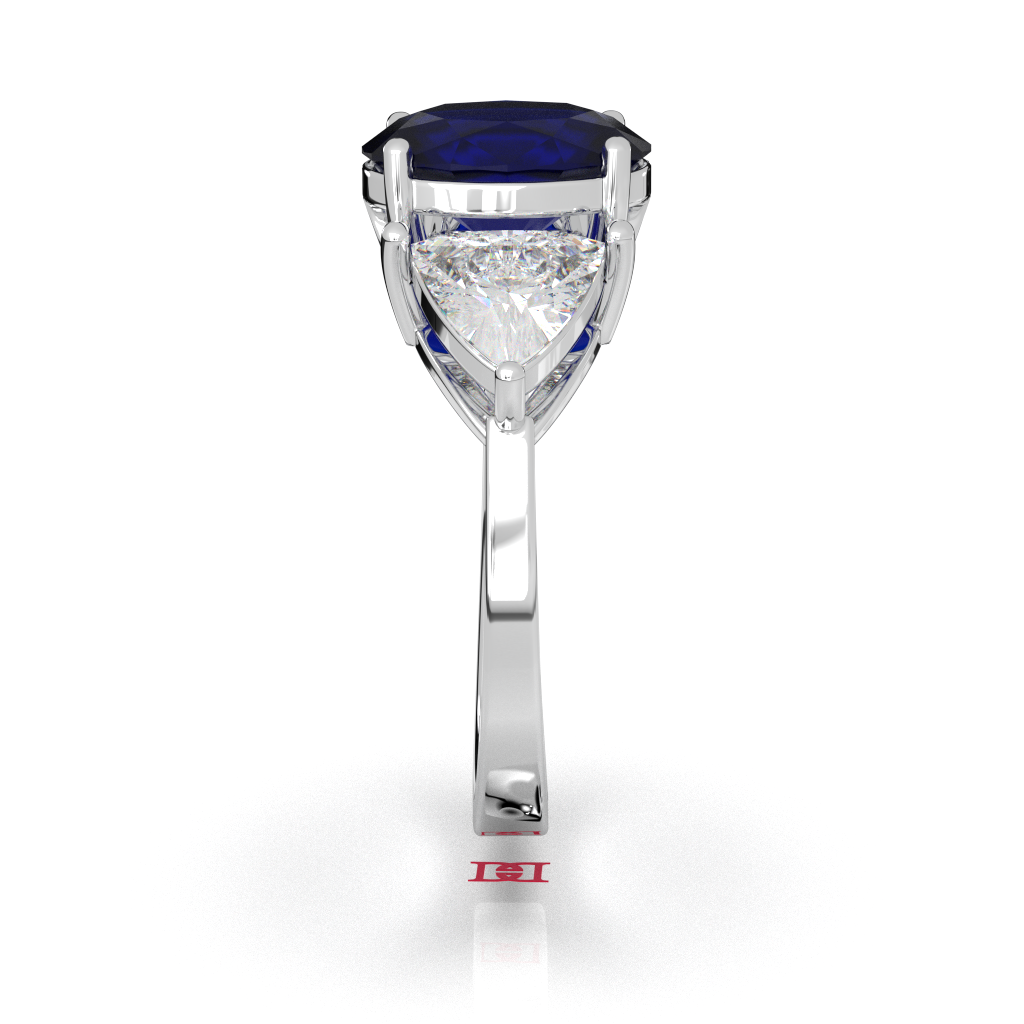 Oval Blue Sapphire Ring, Diamond Accent, Sterling Silver Engagement