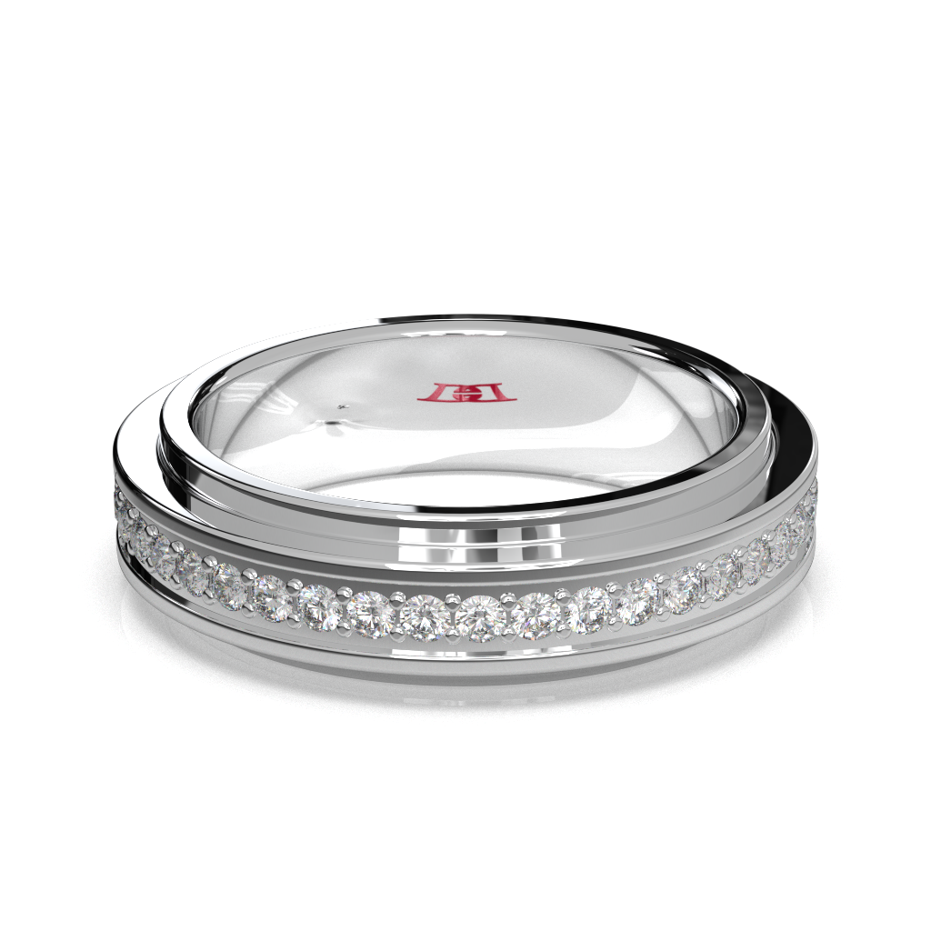 Sterling Silver Diamond Band Ring, Modern Eternity Design