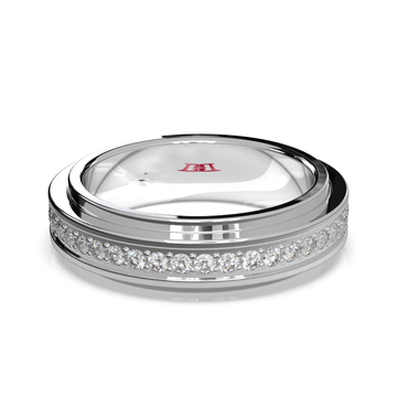 Sterling Silver Diamond Band Ring, Modern Eternity Design