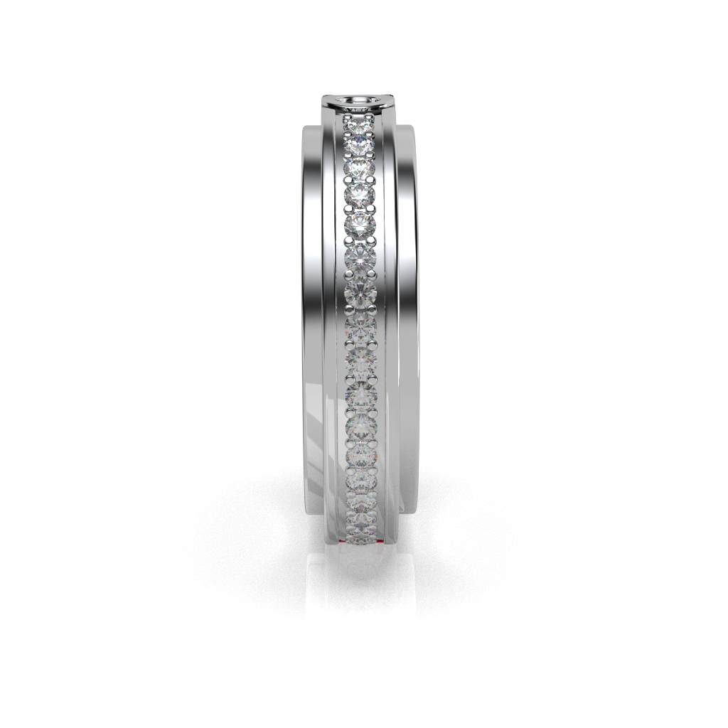 Sterling Silver Diamond Band Ring, Modern Eternity Design