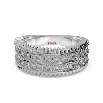 925 Sterling Silver Diamond Band Ring Triple Row Luxury Statement Wedding Ring