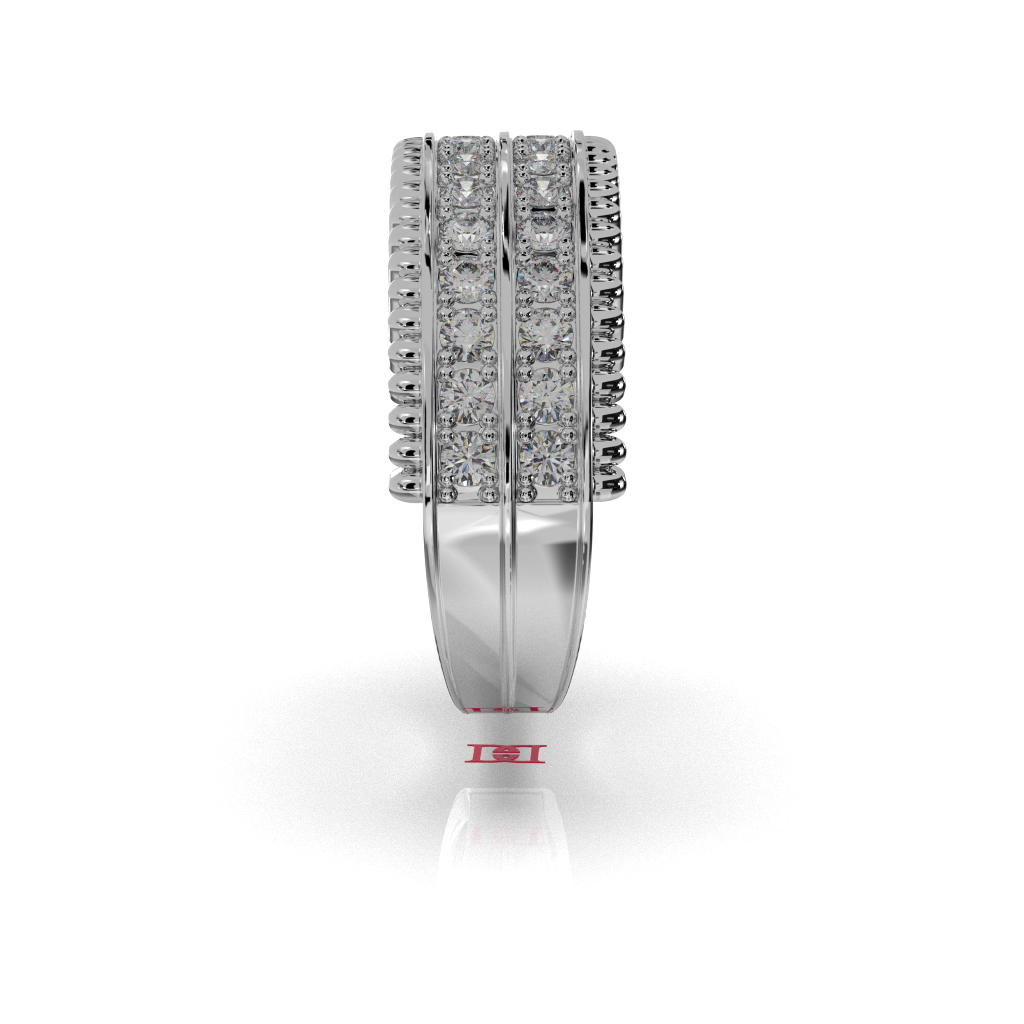 925 Sterling Silver Diamond Band Ring Triple Row Luxury Statement Wedding Ring