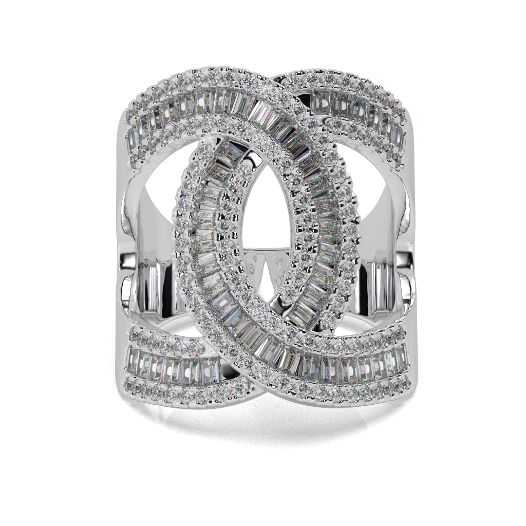 925 Sterling Silver Diamond Infinity Ring, Wide Band Statement Ring