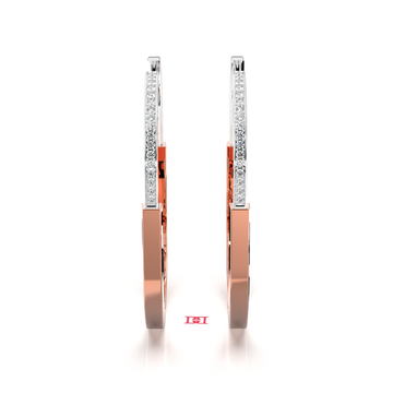 Two-Tone Sterling Silver Hoop Earrings: Rose Gold & Diamond Simulant