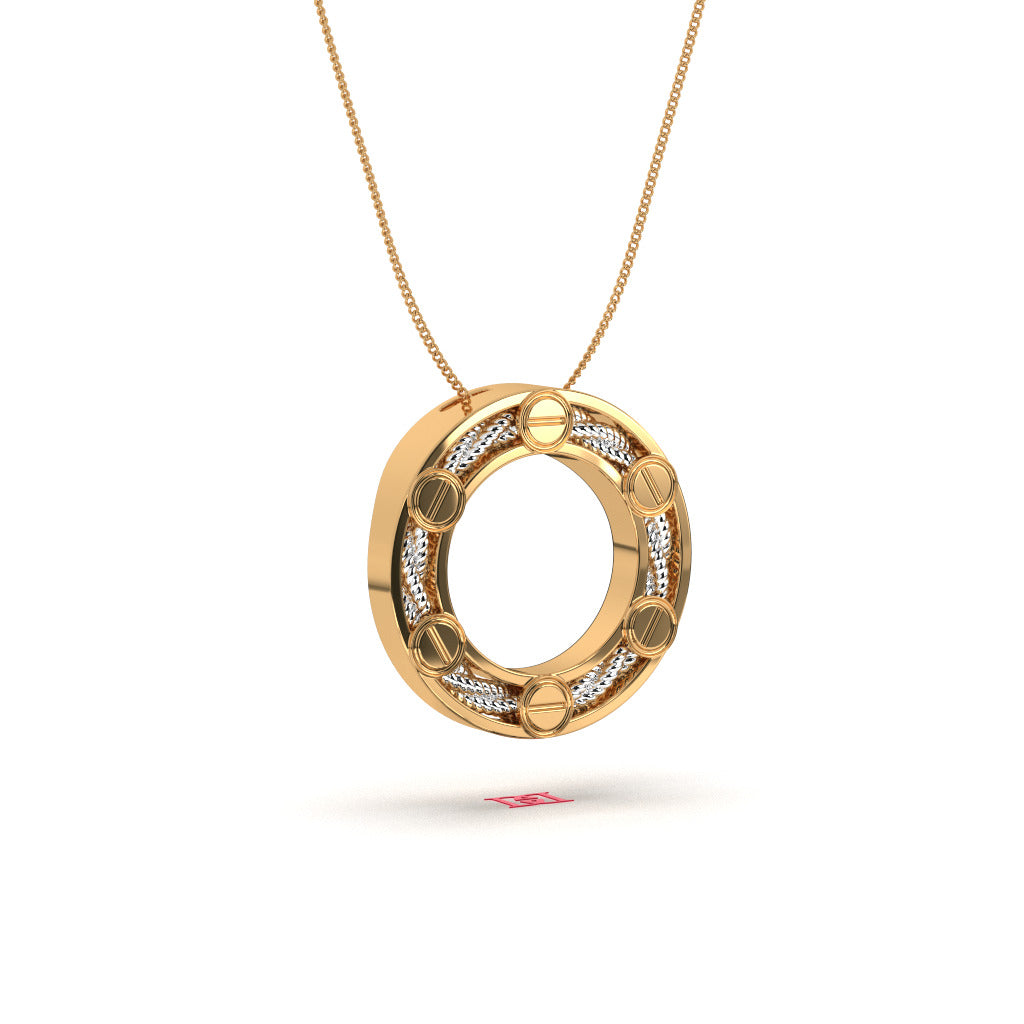 Two-Tone 925 Sterling Silver Circle Pendant Necklace – Minimalist Luxury