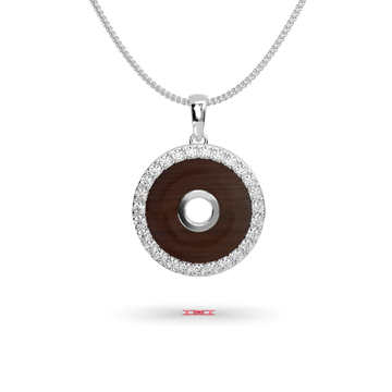 925 silver Round Wood Inlay Halo Necklace, 925 Sterling Silver Pendant,  Circle Necklace, Minimalist Luxury Jewelry, Gift for Her
