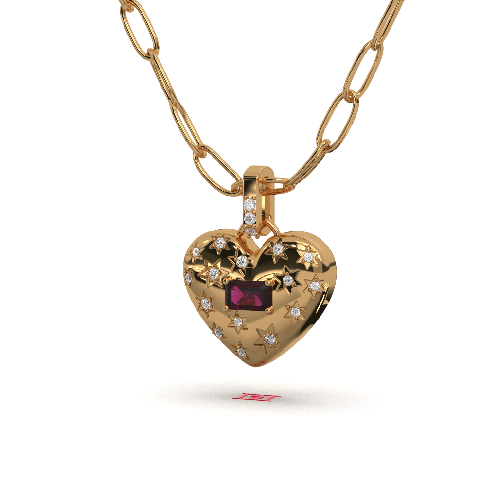 Handmade Sterling Silver Heart Pendant, Gold Tone Finish