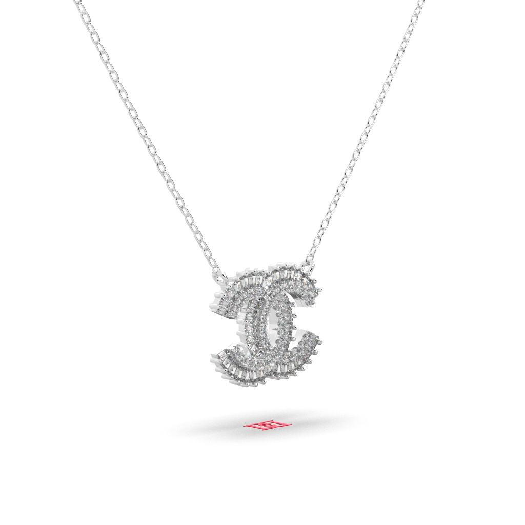 Luxury Silver C Pendant White Color High Polish Mirror Finish Premium Designer Jewelry Elegant Statement Necklace Gift For Her