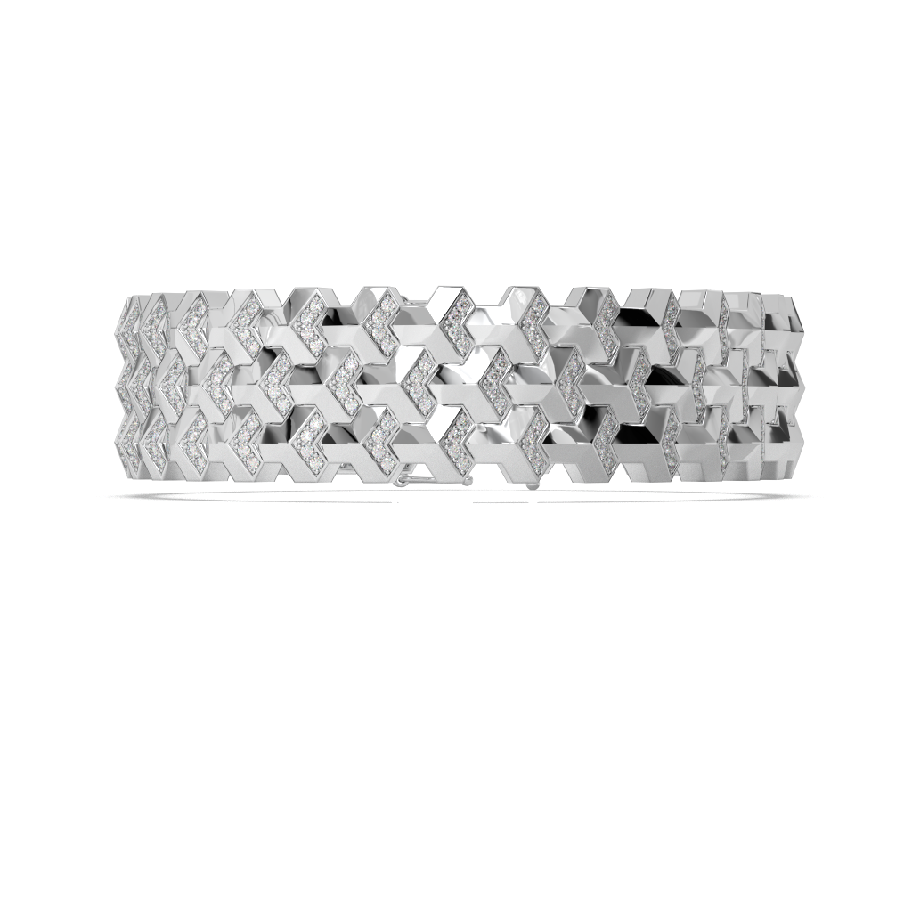 925 Sterling Silver Geometric Link Bracelet Luxury Statement Designer Piece