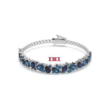 925 Sterling Silver Blue Stone Loose Bracelet Elegant Chain Style Luxury Jewelry