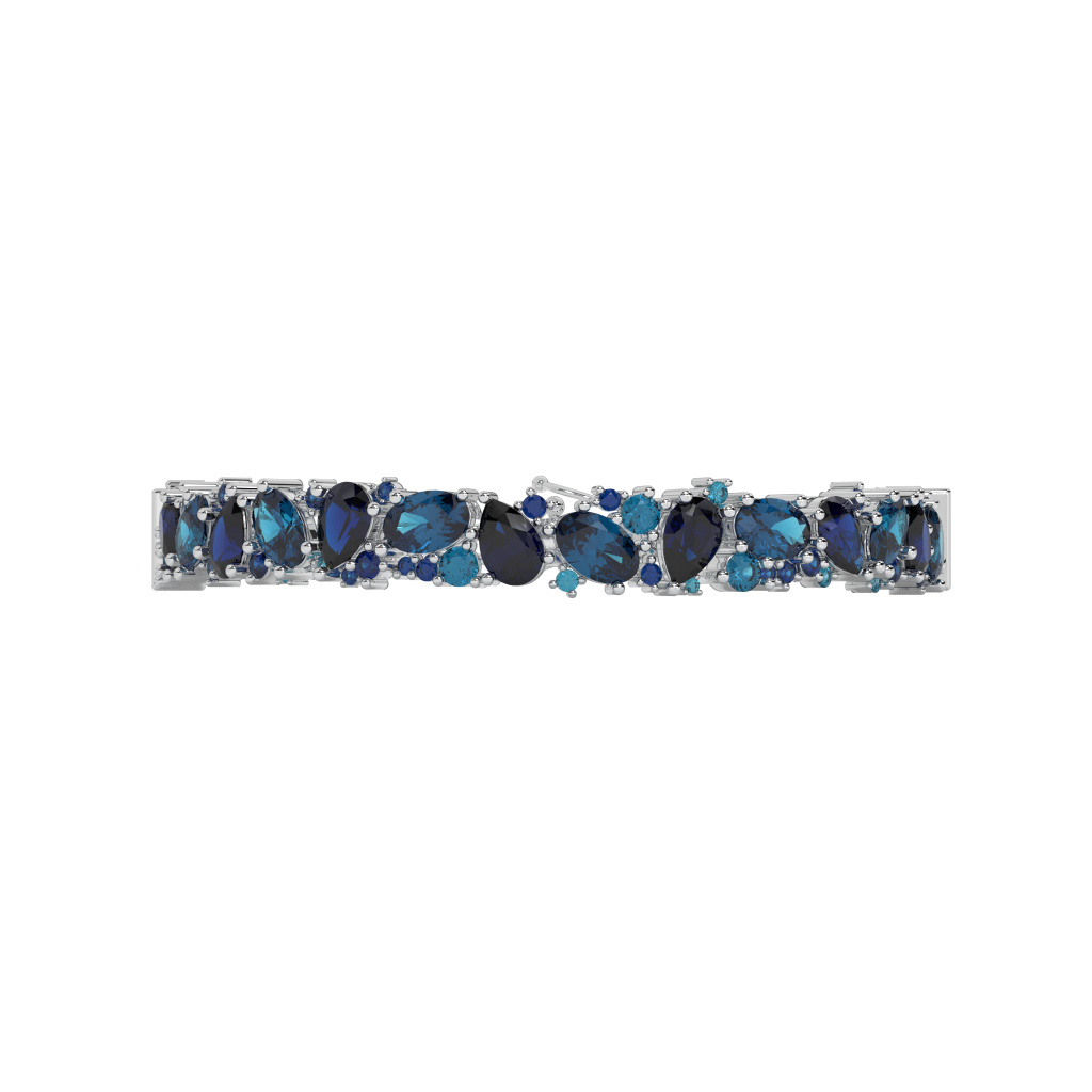 925 Sterling Silver Blue Stone Loose Bracelet Elegant Chain Style Luxury Jewelry