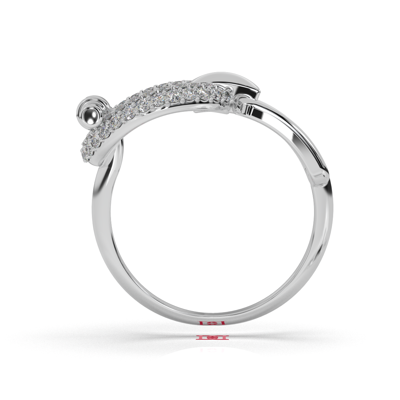 Luxury 925 Silver Diamond, Designer Belt Style Ring, Pavé Diamond Statement Ring, White Gold Look Elegant Fine Jewelry Gift For Her