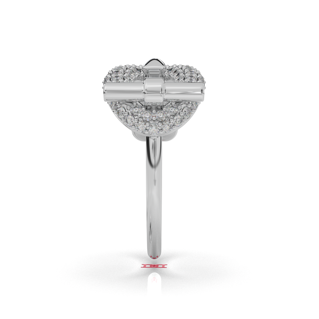 Luxury 925 Silver Diamond, Designer Belt Style Ring, Pavé Diamond Statement Ring, White Gold Look Elegant Fine Jewelry Gift For Her