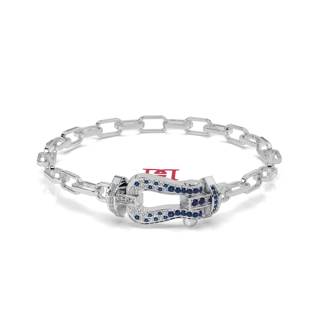 Sterling Silver Chain Bracelet: White Diamond Look Stones, Modern Luxury