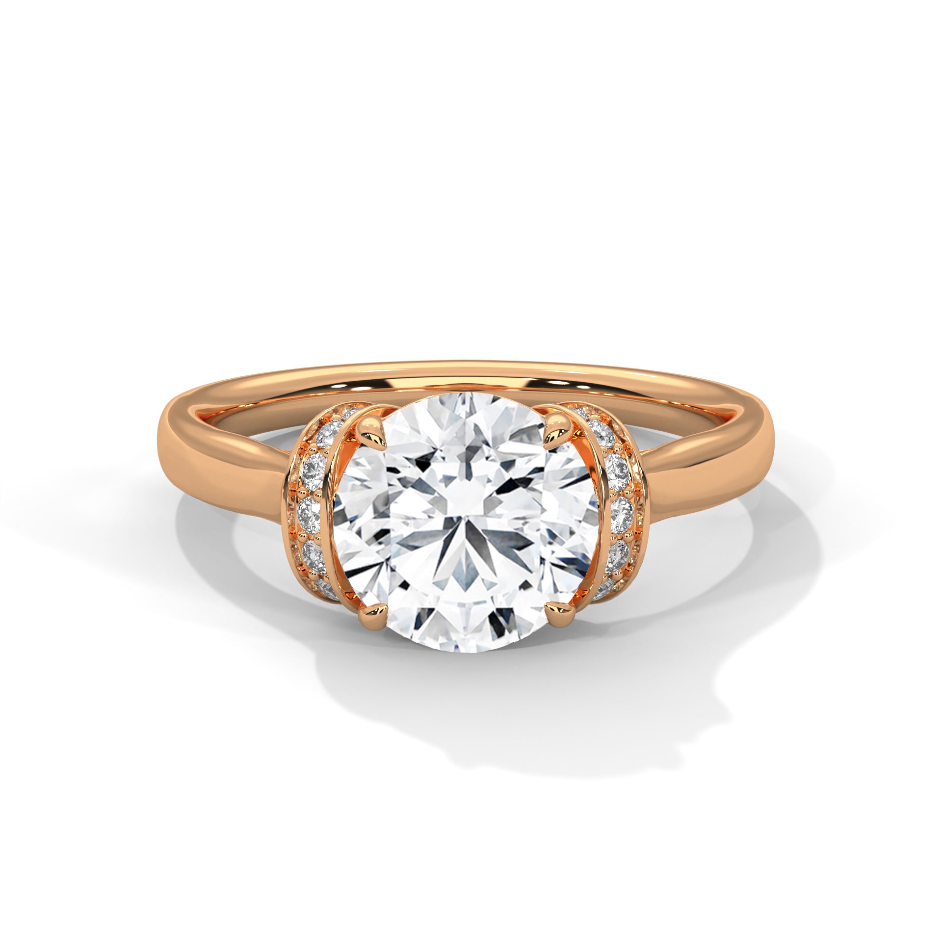 Round Brilliant Diamond Engagement Ring in 14K Rose Gold – 1.50 Carat Centre Stone