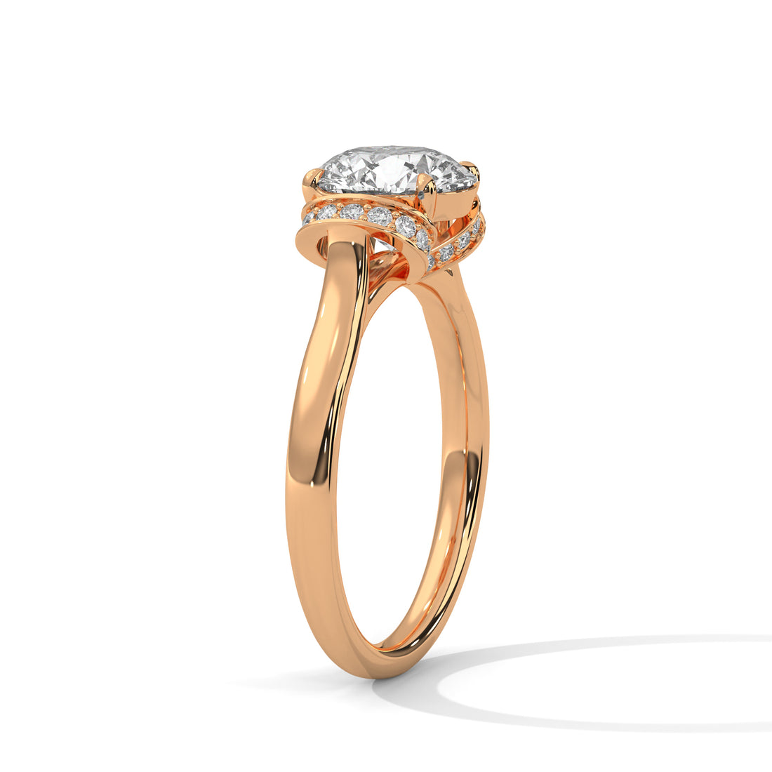 Round Brilliant Diamond Engagement Ring in 14K Rose Gold – 1.50 Carat Centre Stone