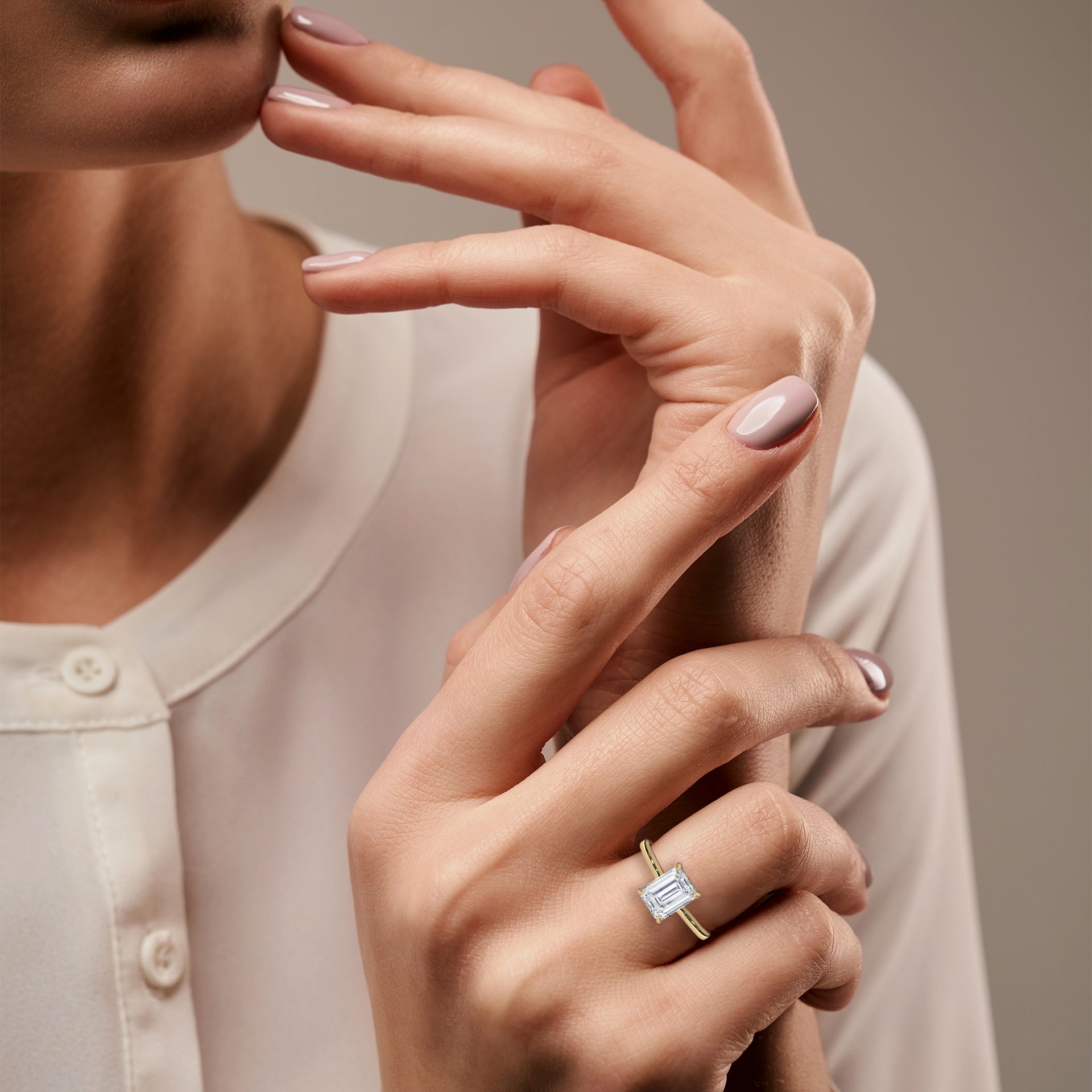 Emerald Cut Diamond Engagement Ring in Gold – Classic Emerald Cut Solitaire Diamond Ring