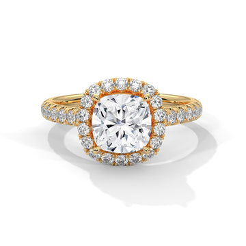 Cushion Cut Diamond Halo Engagement Ring in White Gold – Cushion Halo Diamond Ring – Cushion Diamond Proposal Ring – Vintage Halo Bridal Ring