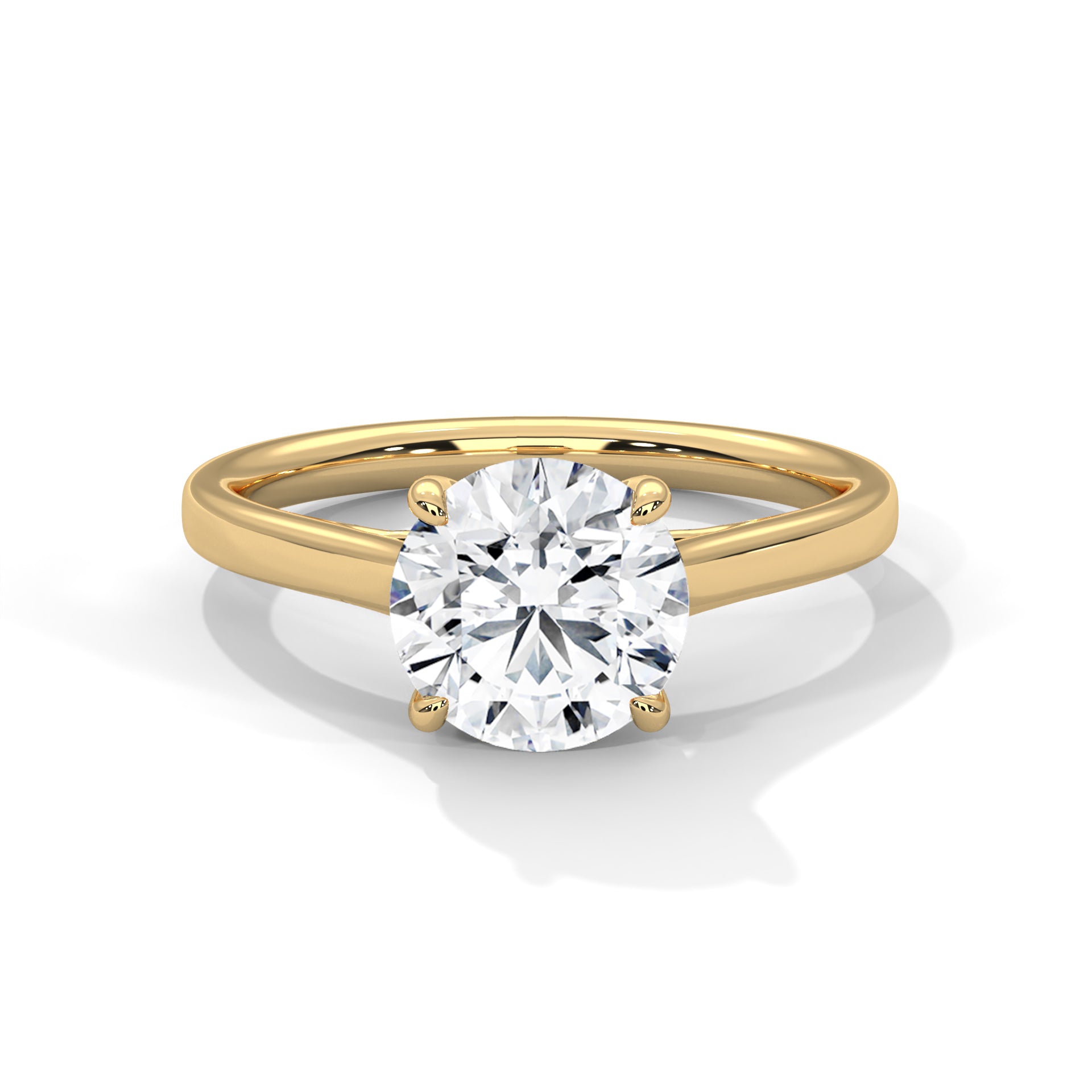 Round Solitaire Diamond Engagement Ring in Gold – Classic 4 Prong Diamond Ring – Minimalist Round Diamond Proposal Ring – Timeless Solitaire Ring