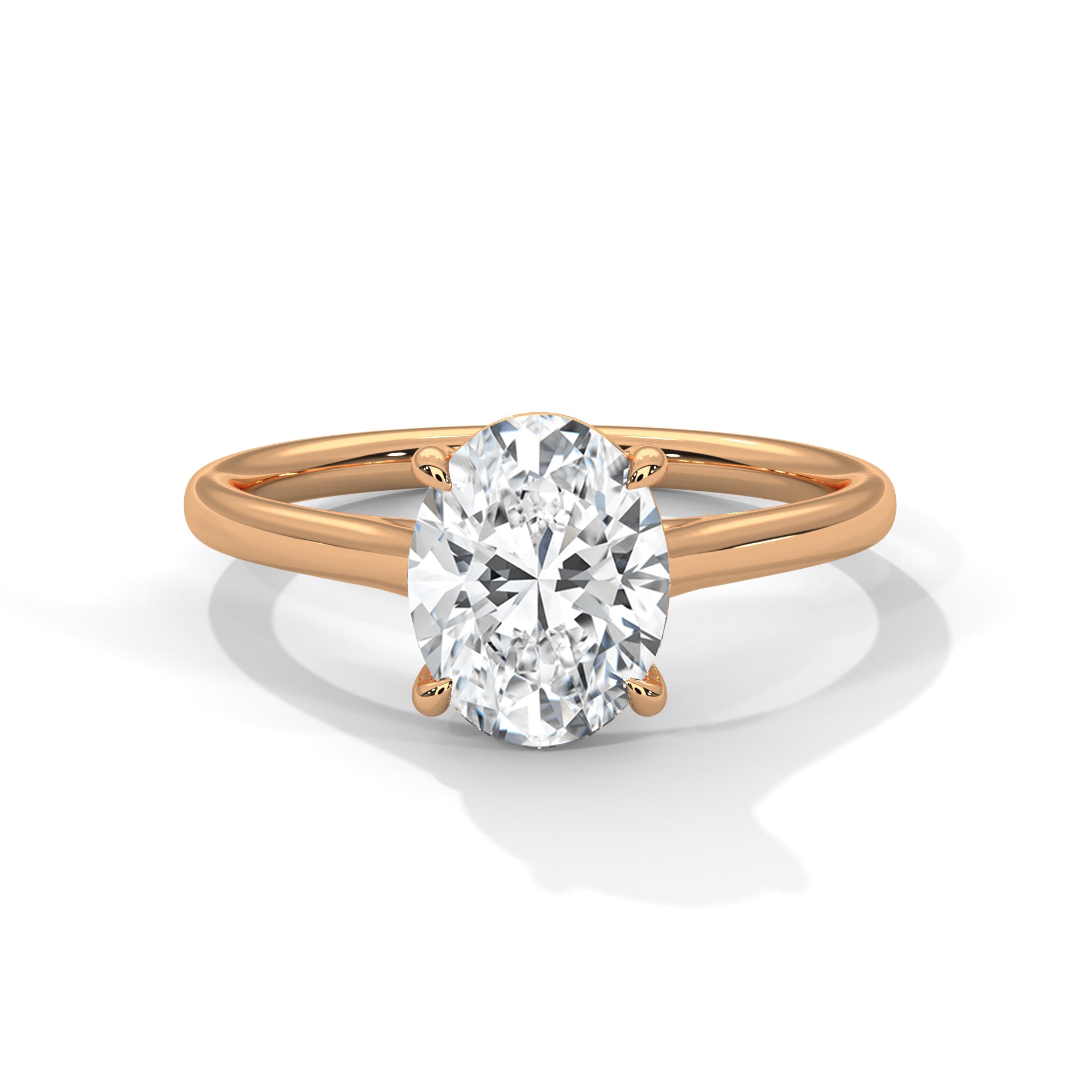 Oval Diamond Solitaire Engagement Ring in Rose Gold – Classic Oval Cut Diamond Ring – Minimalist Proposal Ring – Elegant Bridal Ring