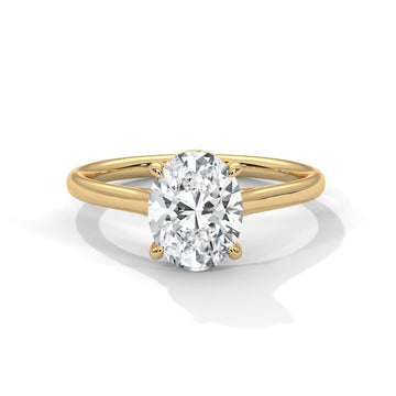 Oval Diamond Solitaire Engagement Ring in Yellow Gold – Classic Oval Cut Diamond Ring – Minimalist Proposal Ring – Elegant Bridal Ring