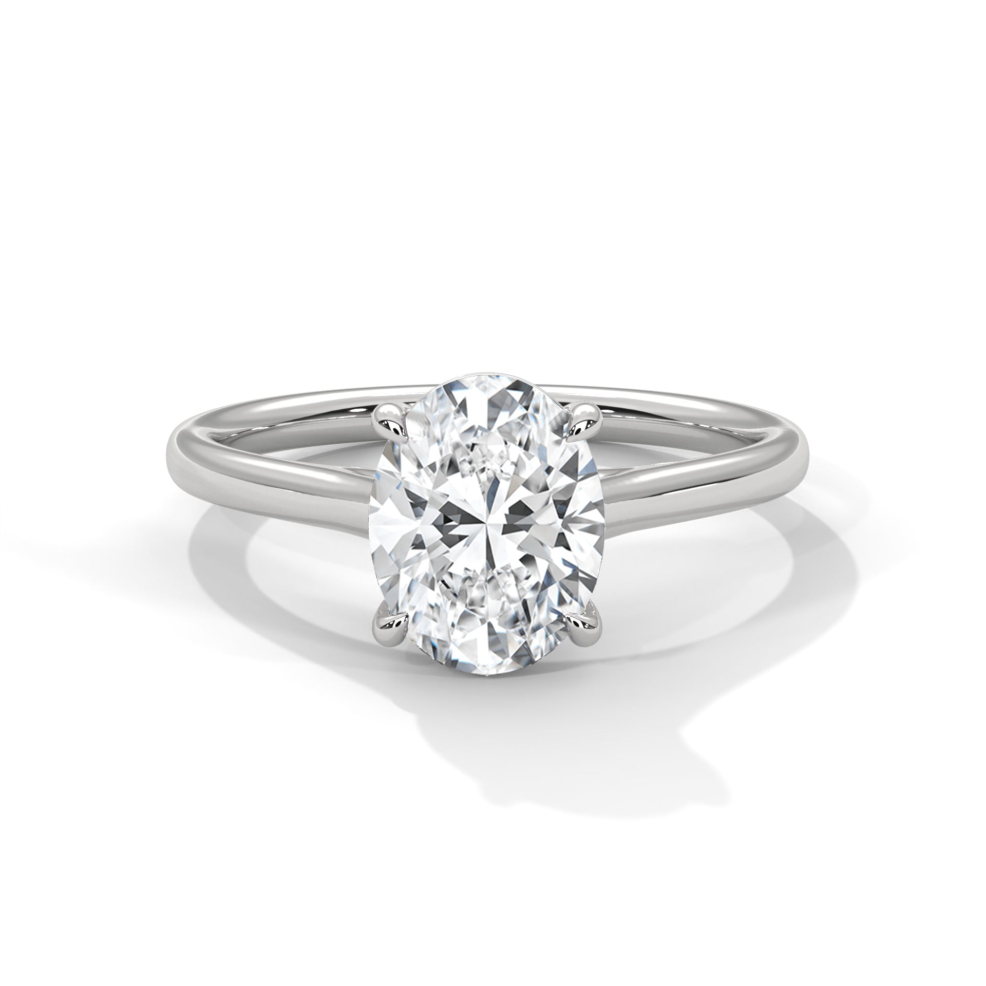 Oval Diamond Solitaire Engagement Ring in White Gold – Classic Oval Cut Diamond Ring – Minimalist Proposal Ring – Elegant Bridal Ring