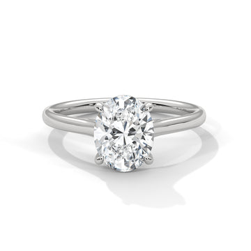 Oval Diamond Solitaire Engagement Ring in White Gold – Classic Oval Cut Diamond Ring – Minimalist Proposal Ring – Elegant Bridal Ring