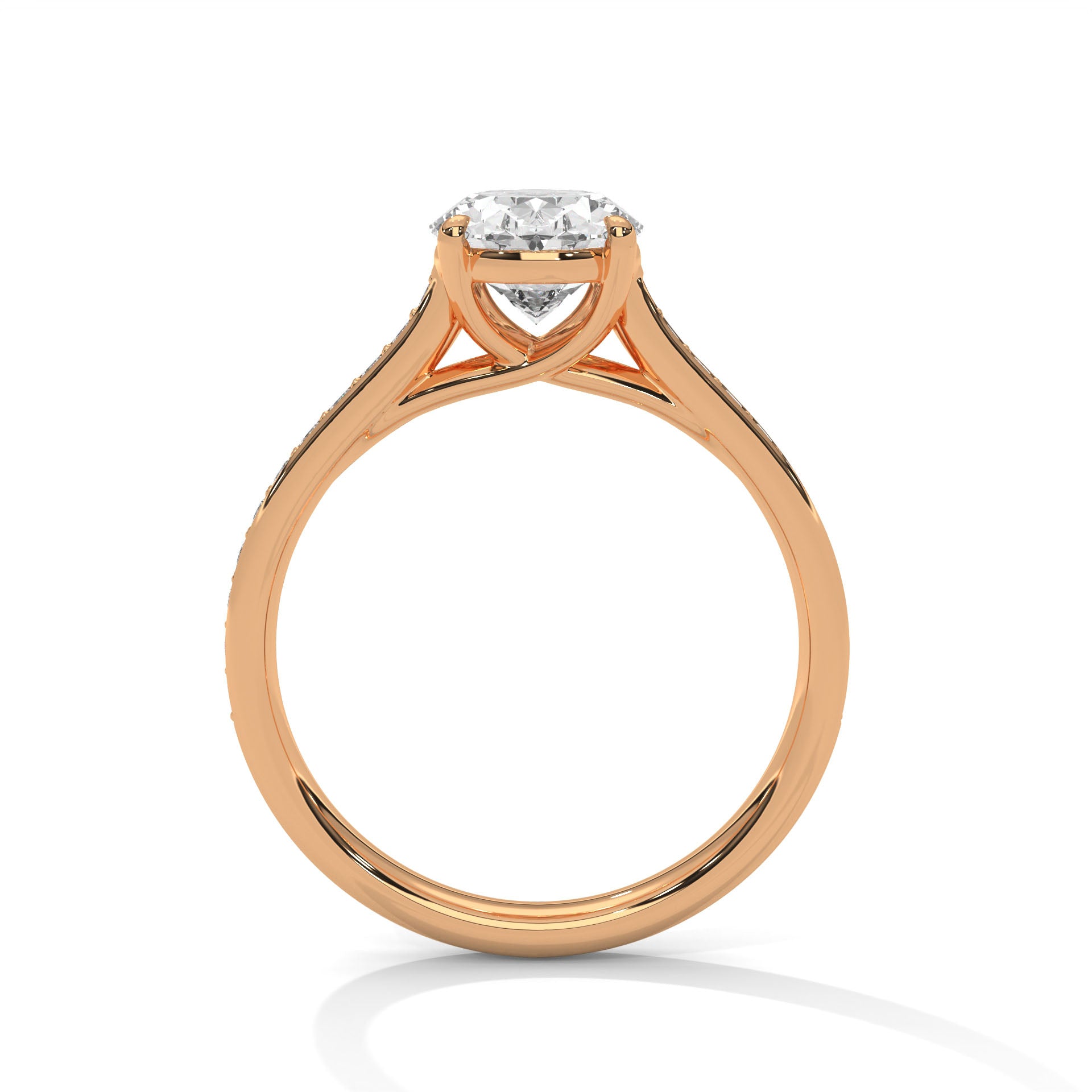 Oval Diamond Pavé Engagement Ring in Rose Gold – Oval Cut Diamond Solitaire Ring – Diamond Accent Engagement Ring – Elegant Proposal Ring