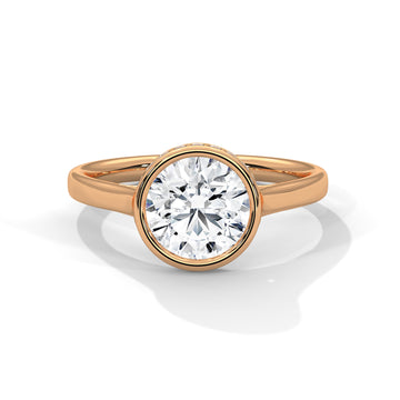 Round Bezel Diamond Engagement Ring in Rose Gold – Bezel Set Solitaire Ring – Minimalist Round Diamond Ring – Modern Engagement Ring
