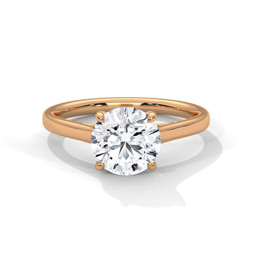 Round Solitaire Diamond Engagement Ring in Rose Gold – Classic 4 Prong Diamond Ring – Minimalist Round Diamond Proposal Ring – Timeless Solitaire Ring