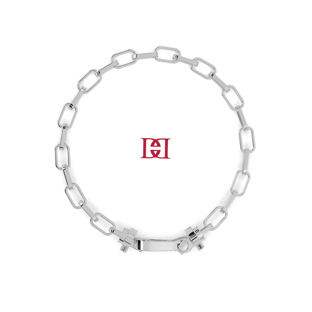 Sterling Silver Chain Bracelet: White Diamond Look Stones, Modern Luxury