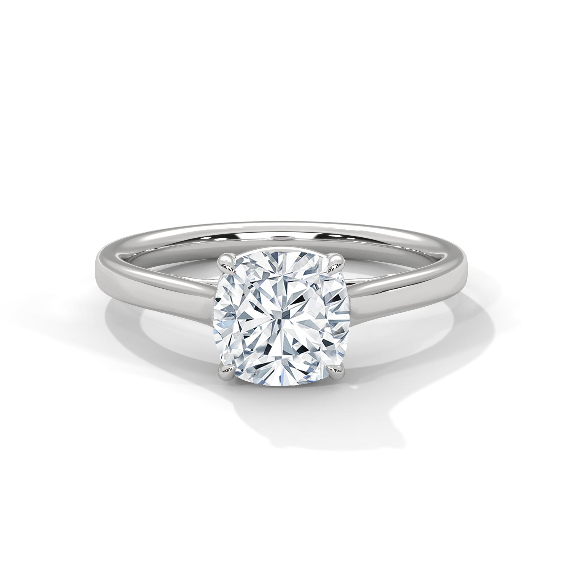 Cushion Cut Diamond Solitaire Engagement Ring in White Gold – Classic 4 Prong Cushion Diamond Ring – Minimalist Cushion Cut Proposal Ring – Elegant Solitaire Ring