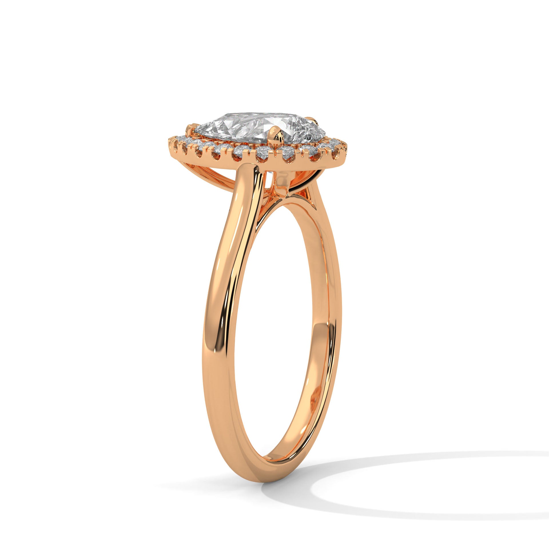 Pear Cut Diamond Halo Engagement Ring in Rose Gold – Pear Shaped Diamond Halo Ring – Vintage Pear Diamond Proposal Ring – Halo Bridal Engagement Ring