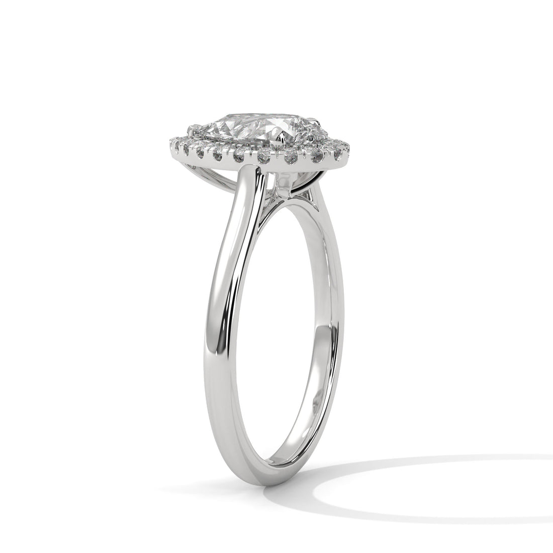 Pear Cut Diamond Halo Engagement Ring in White Gold – Pear Shaped Diamond Halo Ring – Vintage Pear Diamond Proposal Ring – Halo Bridal Engagement Ring