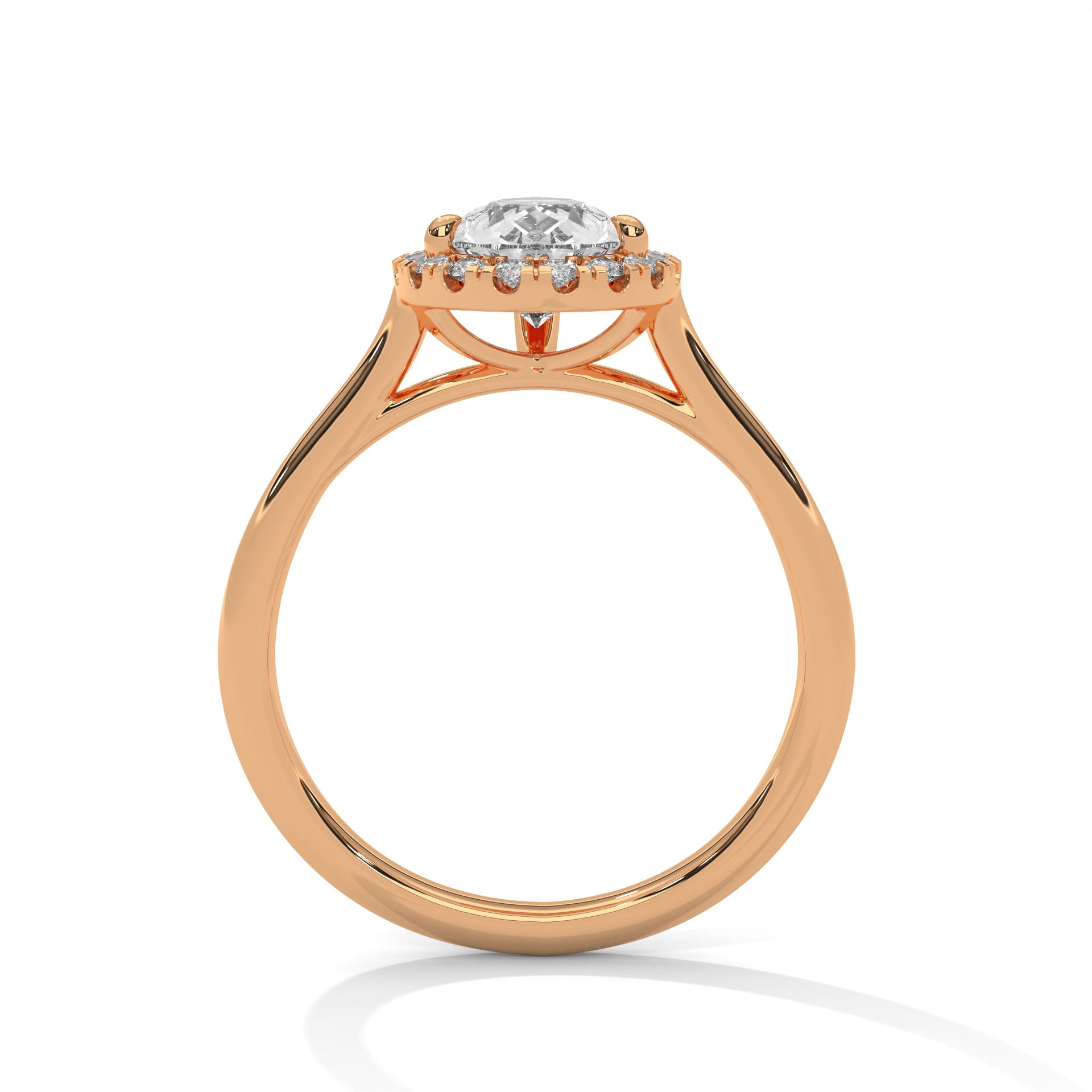 Pear Cut Diamond Halo Engagement Ring in Rose Gold – Pear Shaped Diamond Halo Ring – Vintage Pear Diamond Proposal Ring – Halo Bridal Engagement Ring