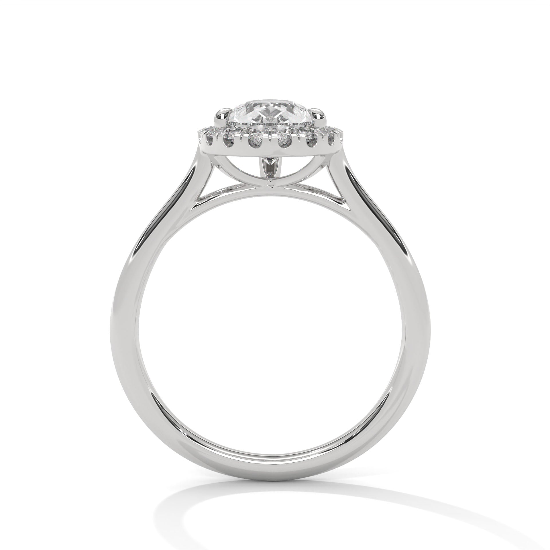 Pear Cut Diamond Halo Engagement Ring in White Gold – Pear Shaped Diamond Halo Ring – Vintage Pear Diamond Proposal Ring – Halo Bridal Engagement Ring