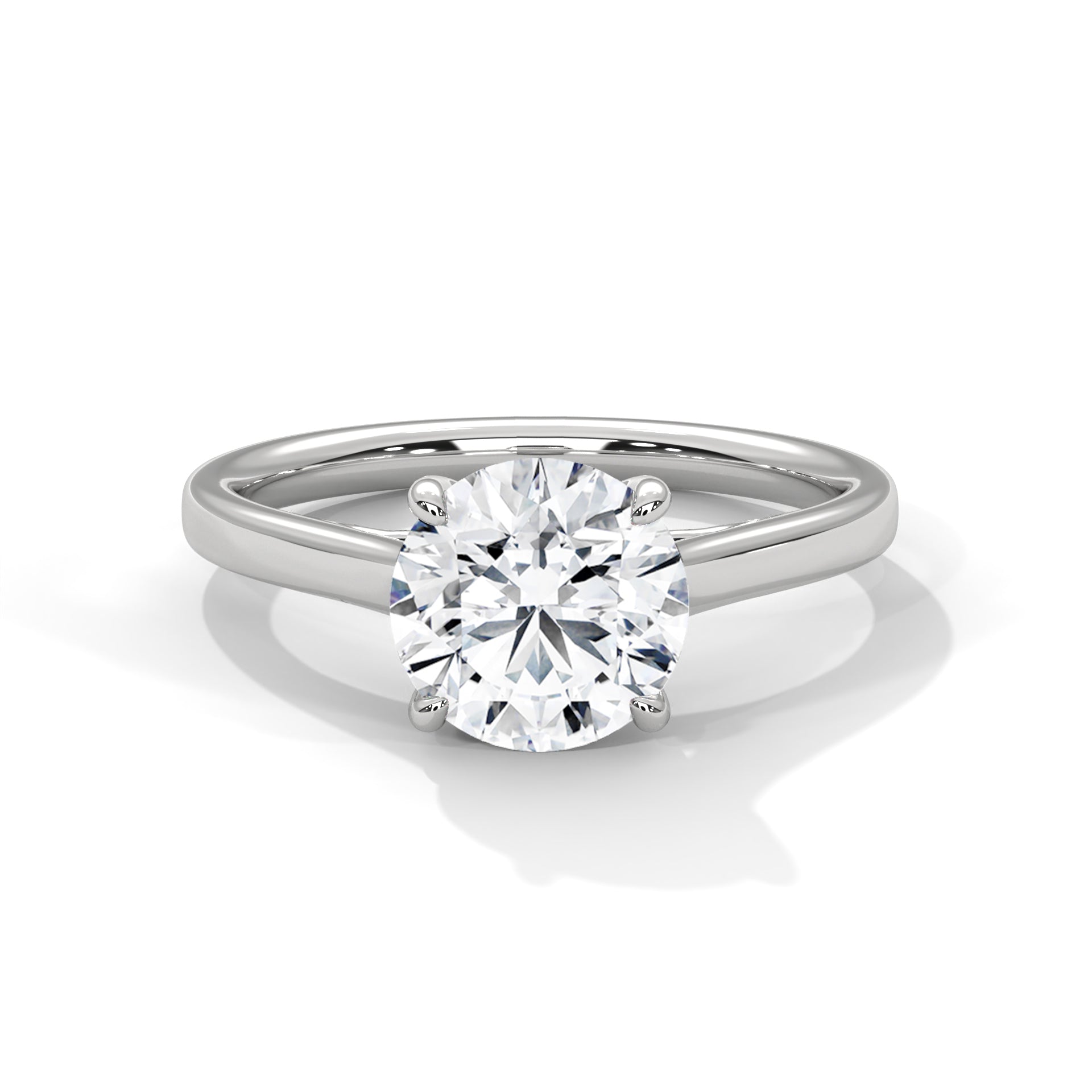 Round Solitaire Diamond Engagement Ring in White Gold – Classic 4 Prong Diamond Ring – Minimalist Round Diamond Proposal Ring – Timeless Solitaire Ring