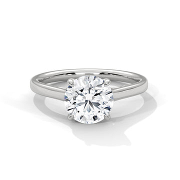 Round Solitaire Diamond Engagement Ring in White Gold – Classic 4 Prong Diamond Ring – Minimalist Round Diamond Proposal Ring – Timeless Solitaire Ring