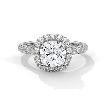 Cushion Cut Diamond Halo Engagement Ring in White Gold – Cushion Halo Diamond Ring – Cushion Cut Halo Engagement Ring – Pavé Diamond Bridal Ring